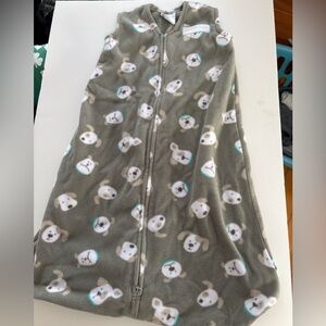 Halo Gray fleece Sleep Sack with dogs Small puppies sleepsack wearable blanket